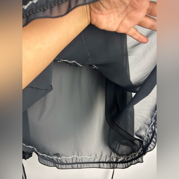 Lane Bryant Women top Blouse Size 18-20 Black Embroidery Sheer Long Sleeve - Picture 12 of 16